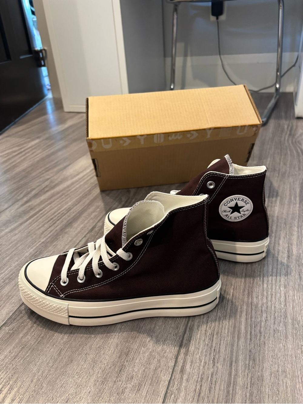 Converse High Top Sneakers - Brown and White - Picture 3 of 5